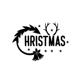 Christmas logo with bells and reindeer horns vector