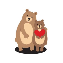 Cute bear couple valentine day with hearts png, Bear couple valentine day png