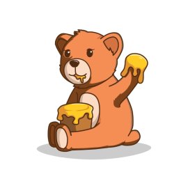 Bear png, Cute bear eating honey vector