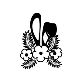 Cute bunny ears vector with flower