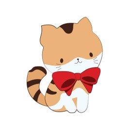 Cute cartoon cat wearing red bow