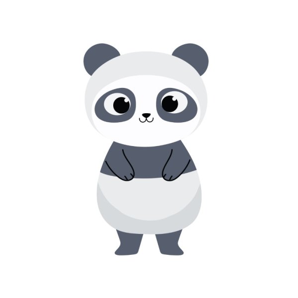 Cute cartoon style panda png in black and grey color - Free Png Images