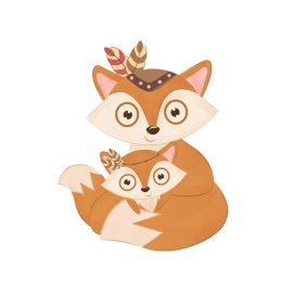Cute fox mother and baby vector illustration