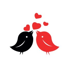Cute little love birds with hearts vector
