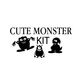 Cute monster kit with monster abstract silhouette