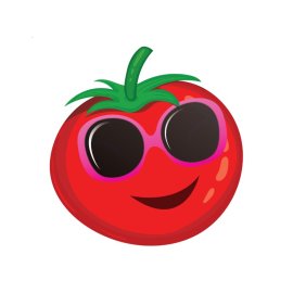 Cute red tomato wearing glasses