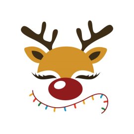 Cute reindeer face for Christmas t-shirt design