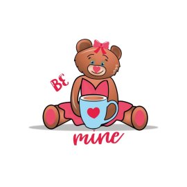 Cute valentine teddy with coffee cup vector