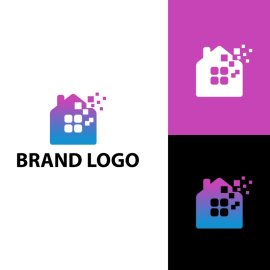 Digital house technology vector logo template, Digital house technology vector logo png