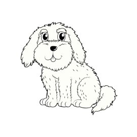 Dog png, Fluffy fur cute dog sketch