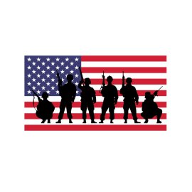 Free flat soldier silhouette set with America flag vector