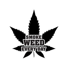 Free vector smoke weed everyday typography with big weed leaf design png
