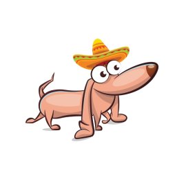 Funny cartoon dog wearing Mexican hat png
