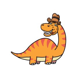 Funny dinosaur wearing cowboy hat vector png
