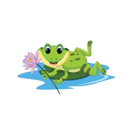 Funny frog with lotus illustration