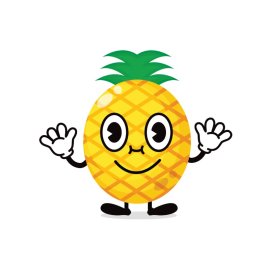 Funny pineapple cartoon vector png