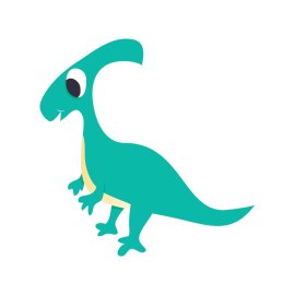 Green cute Parasaurolophus dinosaur vector flat design