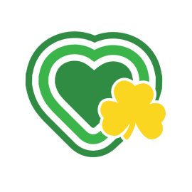Green Patrick day heart design with yellow clover