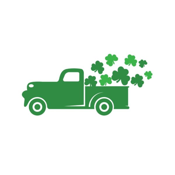 Green truck full of green clover vector - freepng