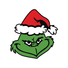 Grinch cartoon wearing Santa Claus hat vector png