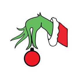 Grinch hand holding decorating Christmas ornament png
