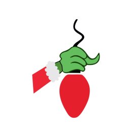 Grinch hand holding red chilli vector png