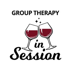 Group therapy in session vector t-shirt design with wine glasses