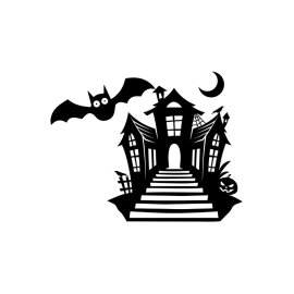 Halloween house vector with bat silhouette for Halloween merchandise