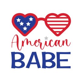 All American babe lettering with usa heart glasses 4th Of July
