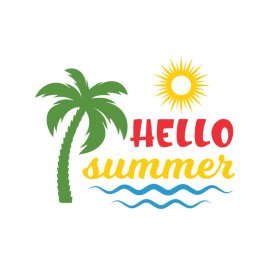 Hello summer colorful vector summer artwork poster png