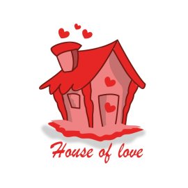 House of love abstract red house with love vector png