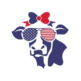 Independence day of America cow wearing American flag glasses vector png