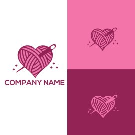 Knitting thread heart logo icon png
