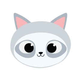 Lemur animal head vector cartoon style png