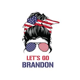 Lets go brandon us girl face abstract wearing unites states flag glasses png
