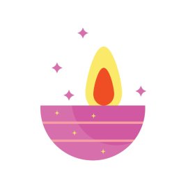 Lilac color clay lamp candle vector png
