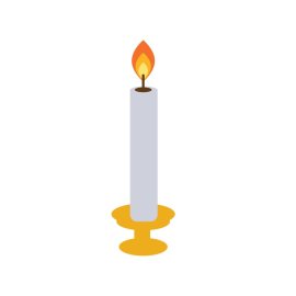 Long grey candle with candle stand vector png