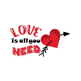 Love is all you need with heart arrow vector png