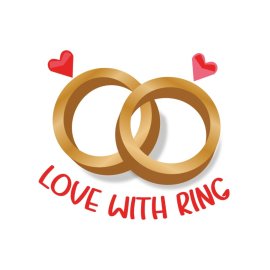 Love rings with hearts illustration png