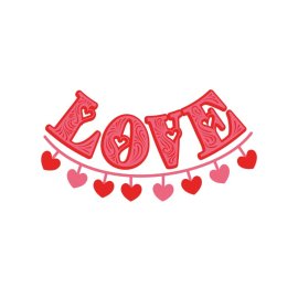Love text illustration with hearts