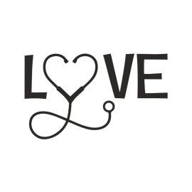 Love text with stethoscope abstract design for t-shirt posters cards