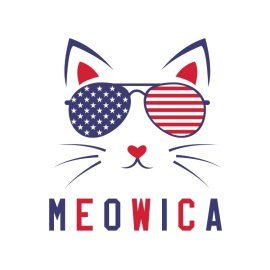 Meowica abstract cat wearing American flag glasses vector for 4th july png