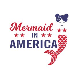 Mermaid in America with cute little mermaid design vector png