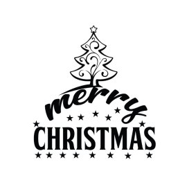 Merry Christmas greetings with Christmas tree vector png