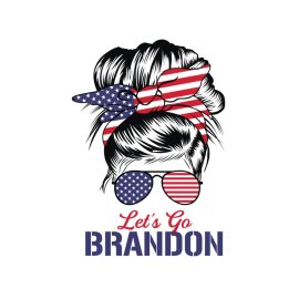 Messy bun hairstyle with united states flag headband lets go Brandon vector illustration
