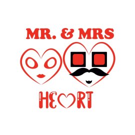 Mr mrs heart funny valentine day vector png