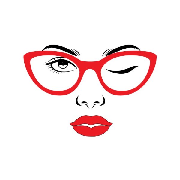Beautiful women face wearing red glasses - Free Png Images