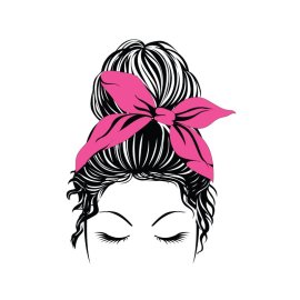 Black and white outline women wearing head gear png vector