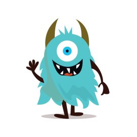 Laughing monster png, Blue cute one eye laughing monster png vector