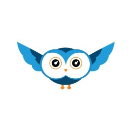 Blue owl png, Cartoon style bird vector